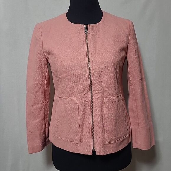 LOFT Jackets & Blazers - Ann Taylor Loft Size 2 Jackets & Coats Zip Up Long Sleeve Coral Pink Fully Lined